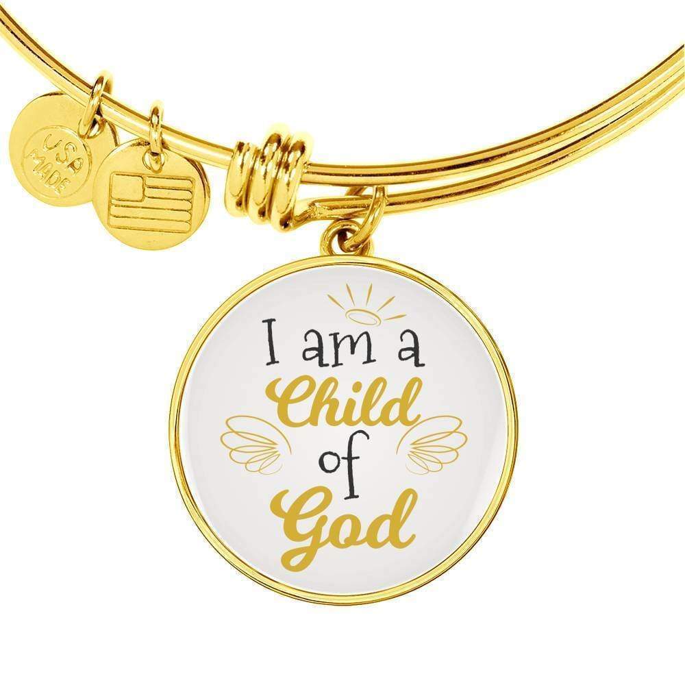 I Am A Child Of God Circle Personalized Engraved Gold Circle Bangle Bracelet Cu